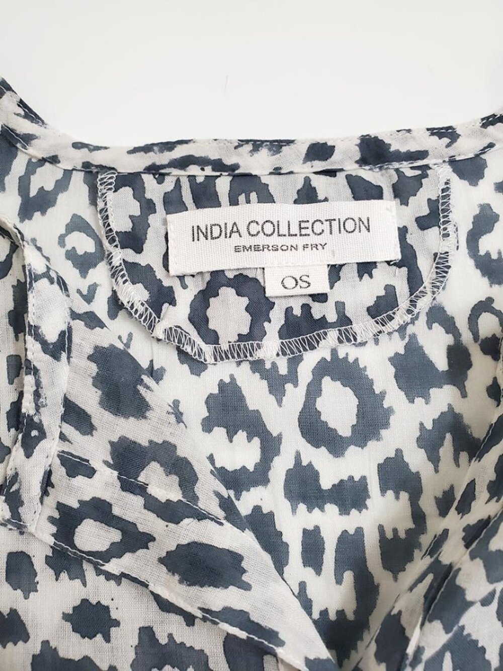 Emerson Fry India Collection India Button Down Shirt Charcoal Leopard One Size - Picture 7 of 13